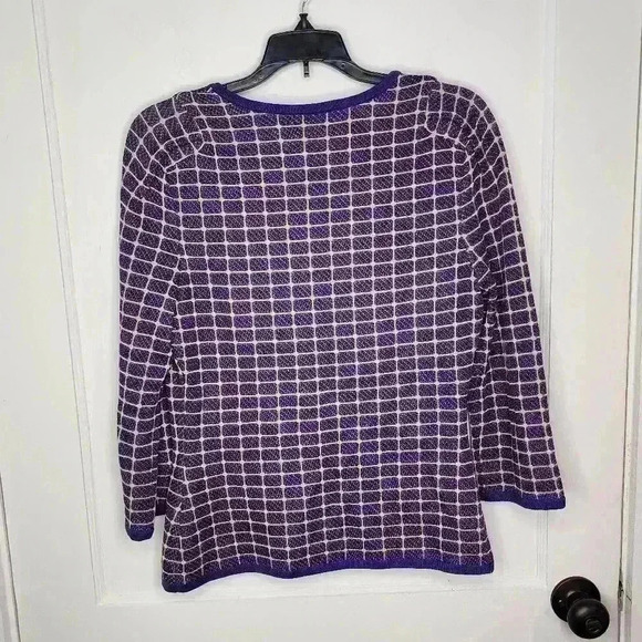 SOCA ST JOHN Blurple Metallic Knit Cardigan Sweater Sz Small Wool Silk Cashmere - Picture 2 of 7